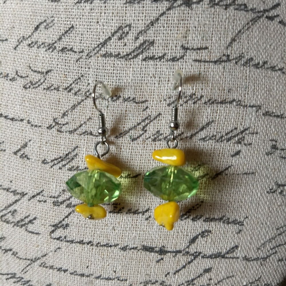 Yellow stone & green earrings